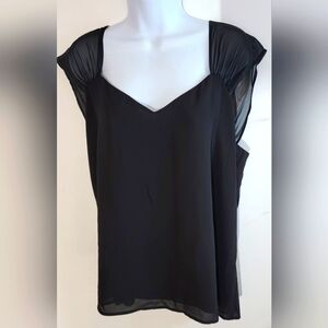 Calvin Klein Black Sheer Sleeve Blouse